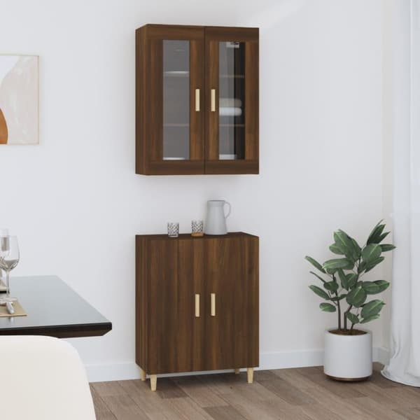 vidaXL Högskåp brun ek 70x34x180 cm konstruerat trä