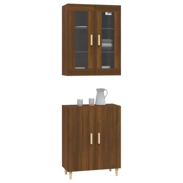 vidaXL Högskåp brun ek 70x34x180 cm konstruerat trä