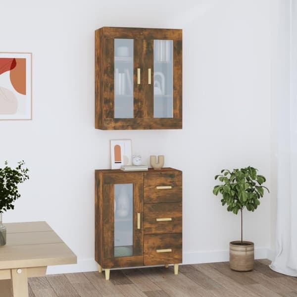 vidaXL Highboard røkt eik 69,5x34x180 cm konstruert tre