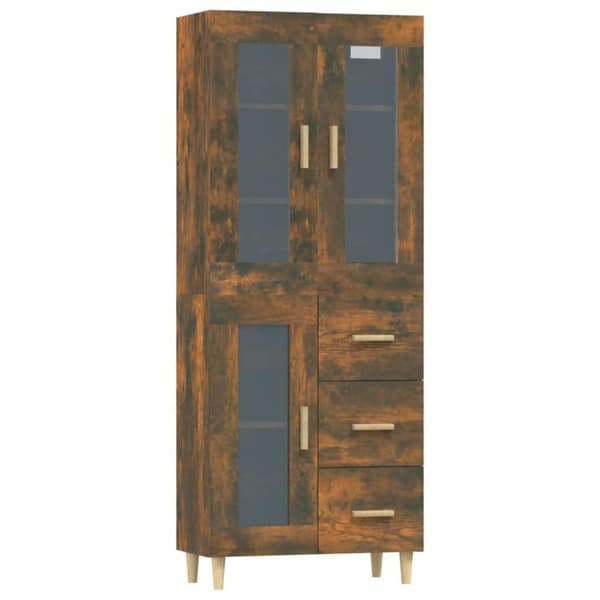 vidaXL Highboard røkt eik 69,5x34x180 cm konstruert tre