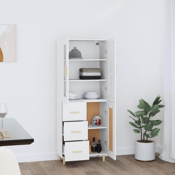 vidaXL Highboard hvit 69,5x34x180 cm konstruert tre