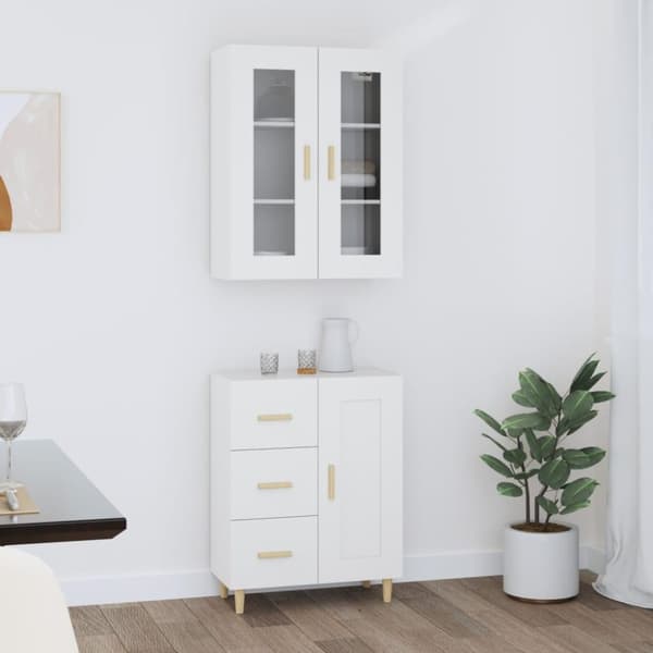 vidaXL Highboard hvit 69,5x34x180 cm konstruert tre