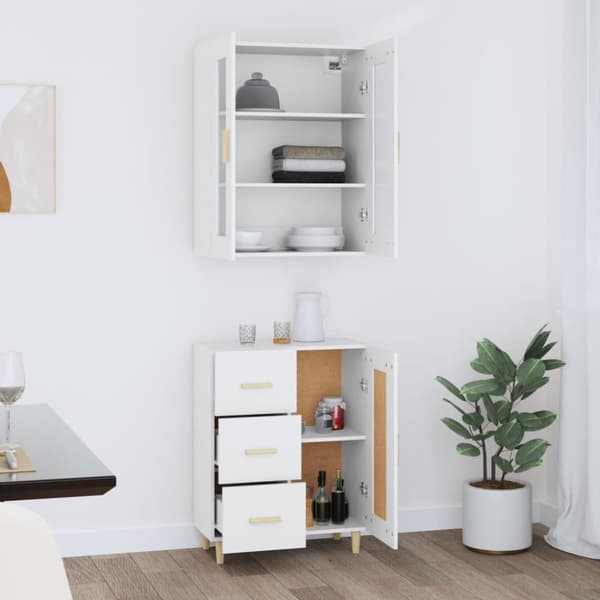 vidaXL Highboard hvit 69,5x34x180 cm konstruert tre