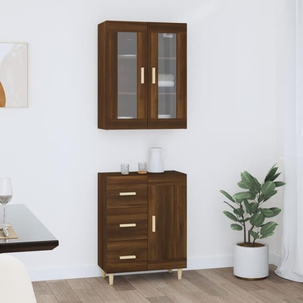 vidaXL Highboard brun eik 69,5x34x180 cm konstruert tre
