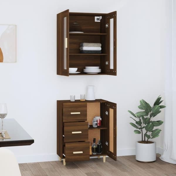 vidaXL Highboard brun eik 69,5x34x180 cm konstruert tre
