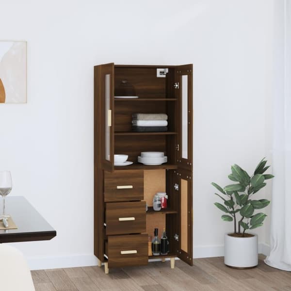 vidaXL Highboard brun eik 69,5x34x180 cm konstruert tre