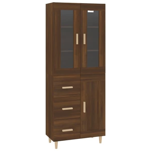 vidaXL Highboard brun eik 69,5x34x180 cm konstruert tre
