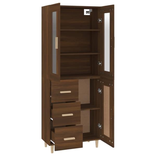 vidaXL Highboard brun eik 69,5x34x180 cm konstruert tre