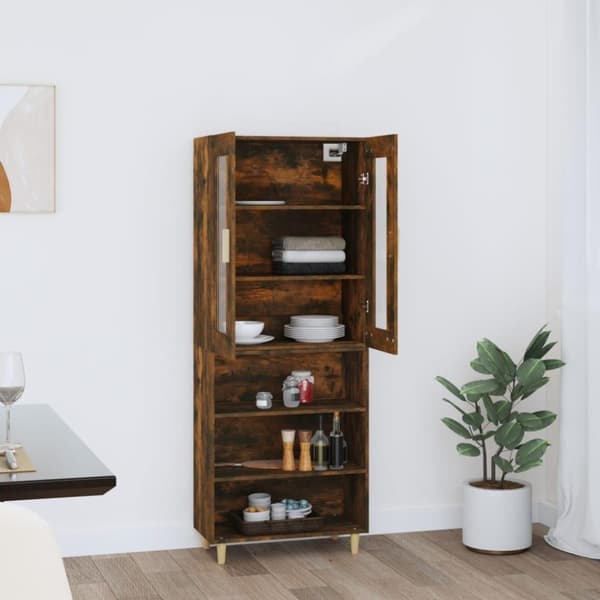 vidaXL Highboard røkt eik 69,5x34x180 cm konstruert tre