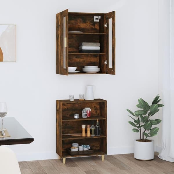 vidaXL Highboard røkt eik 69,5x34x180 cm konstruert tre