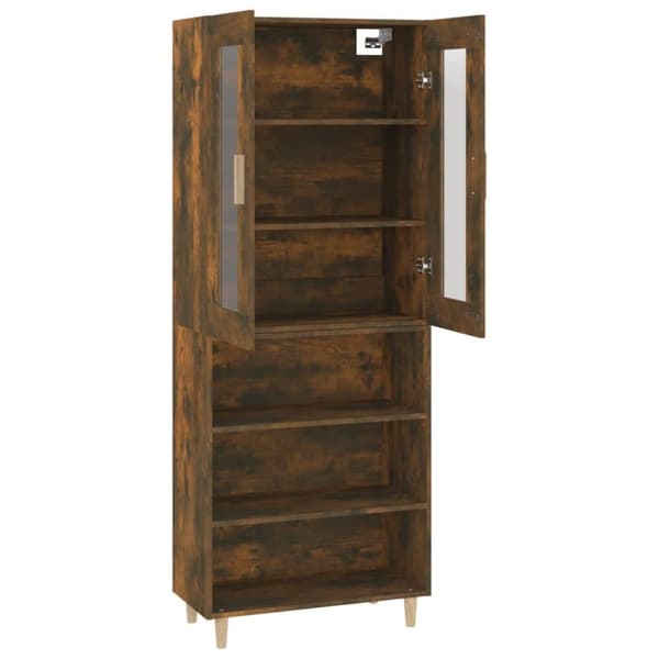 vidaXL Highboard røkt eik 69,5x34x180 cm konstruert tre