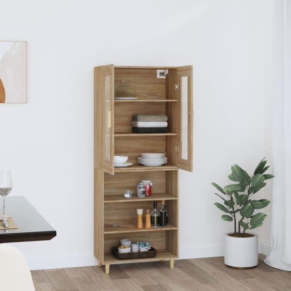 vidaXL Highboard sonoma eik 69,5x34x180 cm konstruert tre