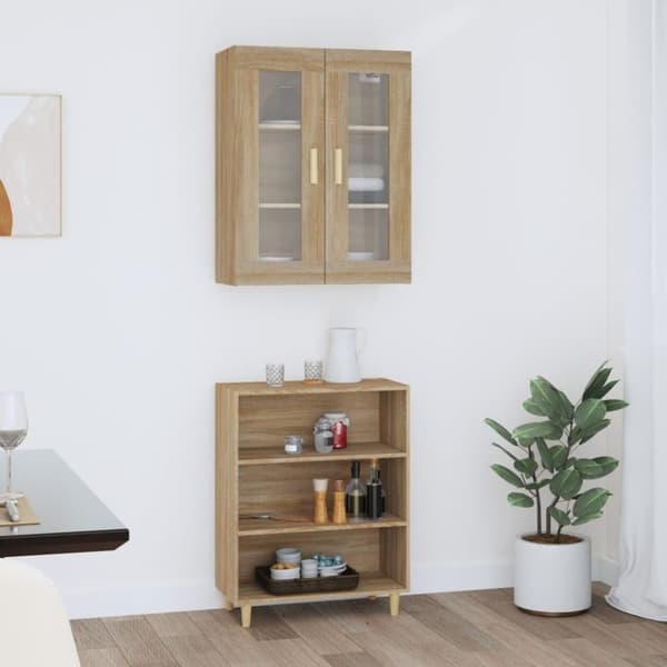 vidaXL Highboard sonoma eik 69,5x34x180 cm konstruert tre