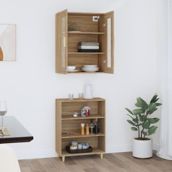 vidaXL Highboard sonoma eik 69,5x34x180 cm konstruert tre