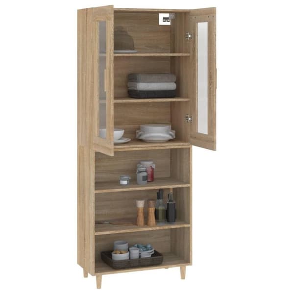 vidaXL Highboard sonoma eik 69,5x34x180 cm konstruert tre