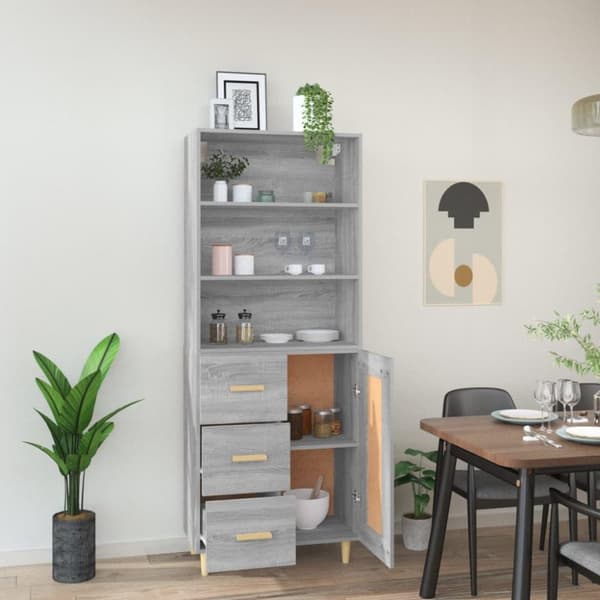 vidaXL Highboard grå sonoma konstruert tre