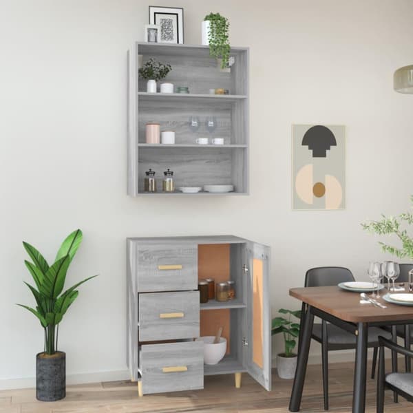 vidaXL Highboard grå sonoma konstruert tre