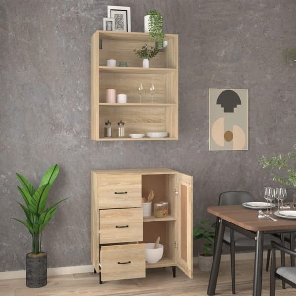 vidaXL Highboard sonoma eik konstruert tre