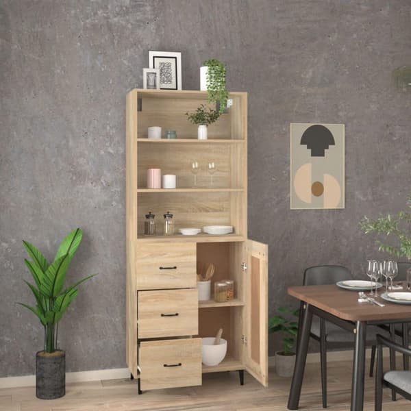 vidaXL Highboard sonoma eik konstruert tre