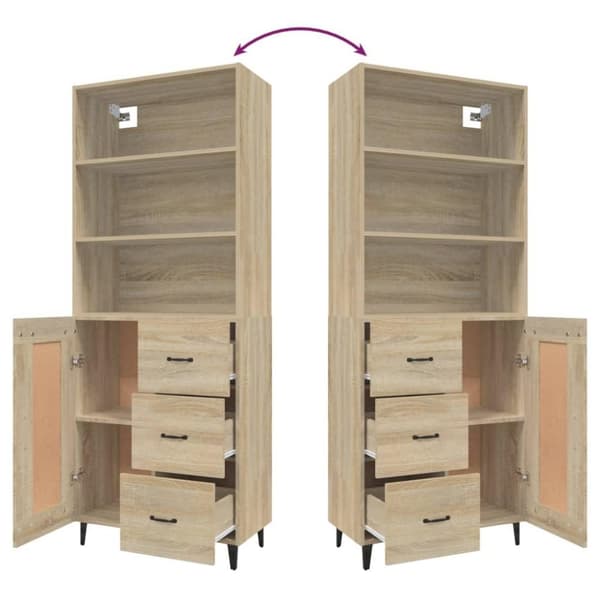 vidaXL Highboard sonoma eik konstruert tre