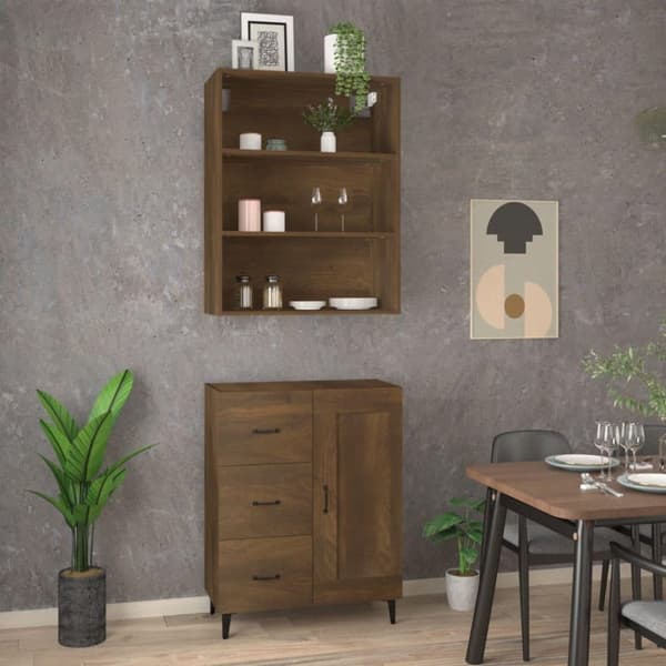 vidaXL Highboard brun eik konstruert tre