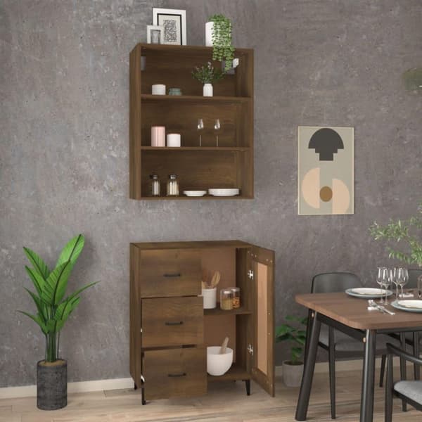 vidaXL Highboard brun eik konstruert tre