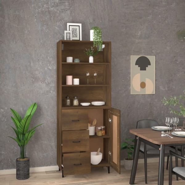 vidaXL Highboard brun eik konstruert tre