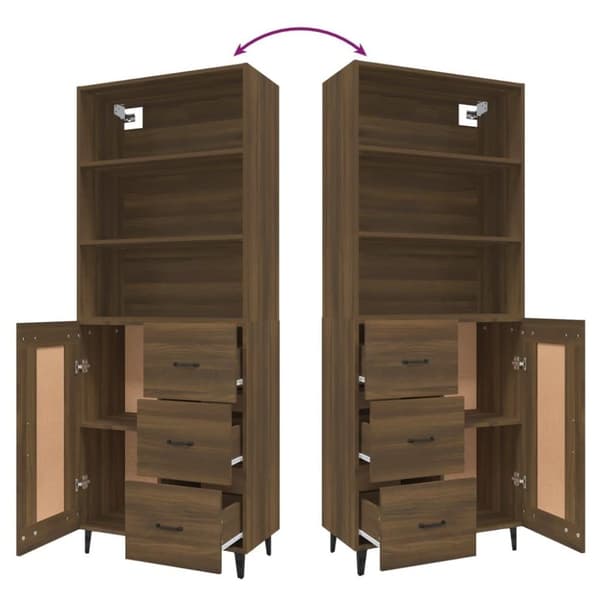vidaXL Highboard brun eik konstruert tre