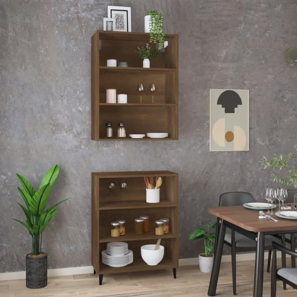 vidaXL Highboard brun eik konstruert tre