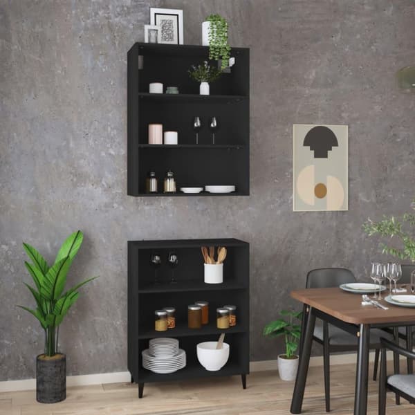 vidaXL Highboard svart konstruert tre