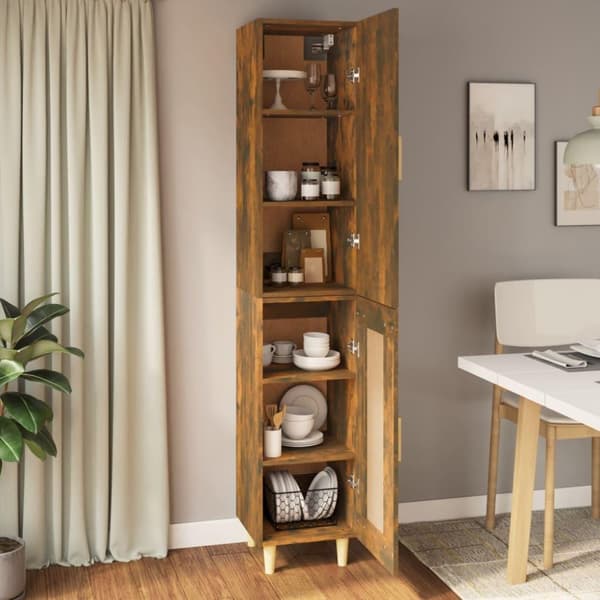 vidaXL Highboard røkt eik 34,5x34x180 cm konstruert tre