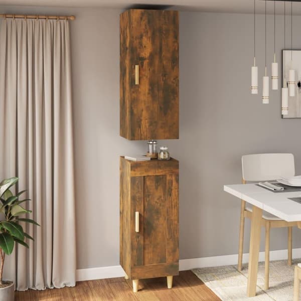 vidaXL Highboard røkt eik 34,5x34x180 cm konstruert tre