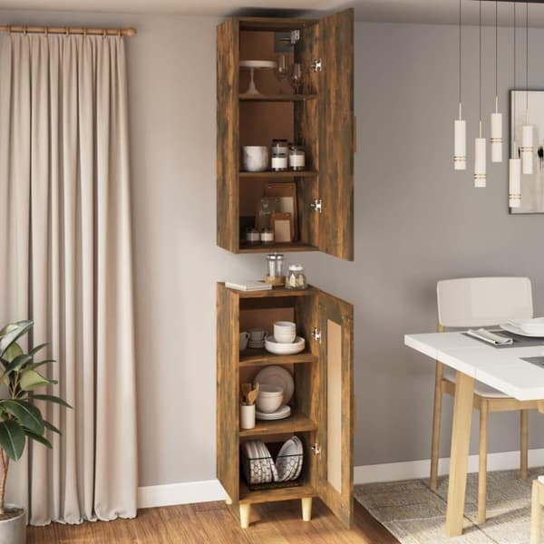 vidaXL Highboard røkt eik 34,5x34x180 cm konstruert tre