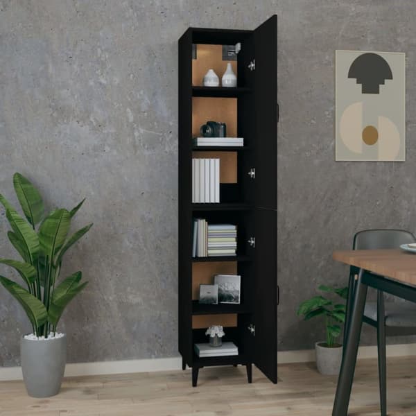 vidaXL skab 34,5x34x180 cm konstrueret træ sort