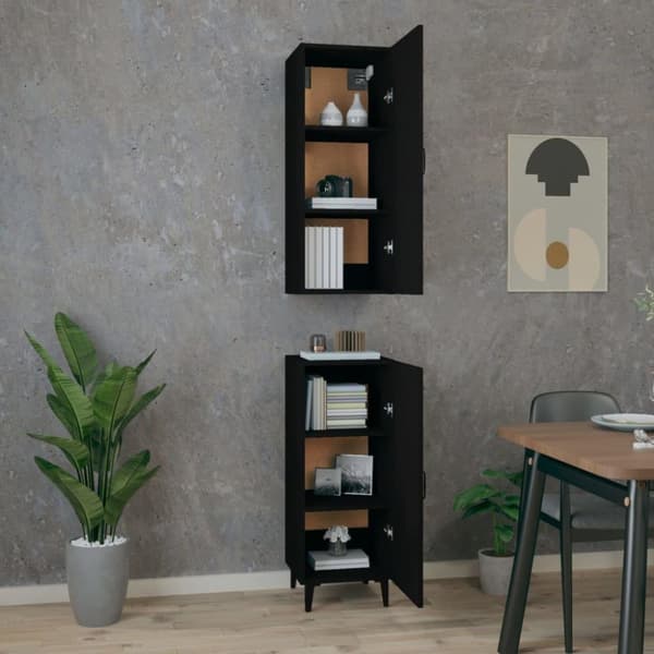 vidaXL skab 34,5x34x180 cm konstrueret træ sort