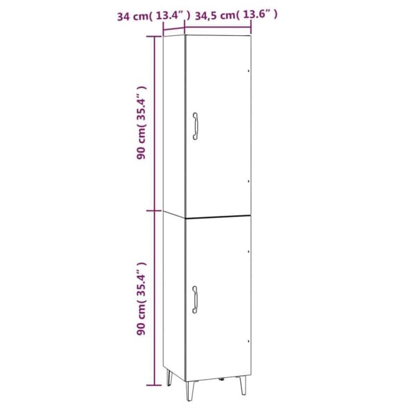 vidaXL skab 34,5x34x180 cm konstrueret træ sort