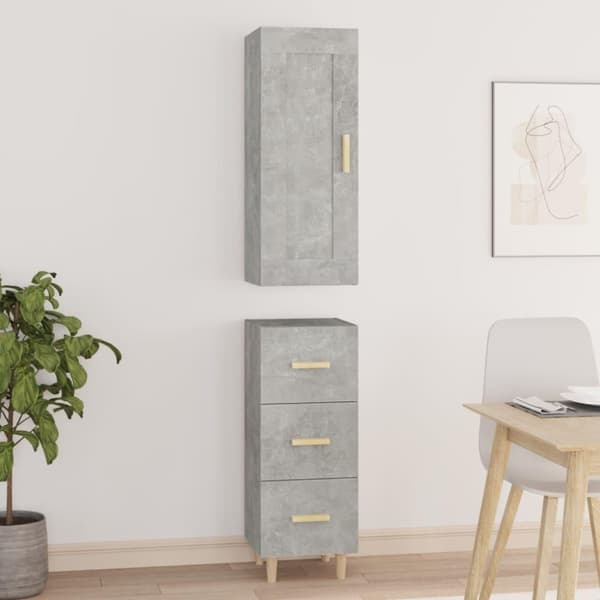 vidaXL Högskåp betonggrå 35x34x180 cm konstruerat trä
