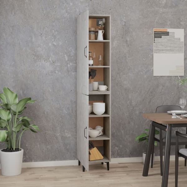 vidaXL Highboard betonggrå 35x34x180 cm konstruert tre