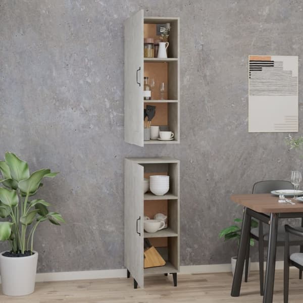 vidaXL Highboard betonggrå 35x34x180 cm konstruert tre
