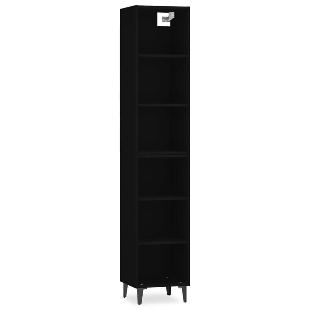 vidaXL Högskåp Svart 34,5x32,5x180 cm konstruerat trä