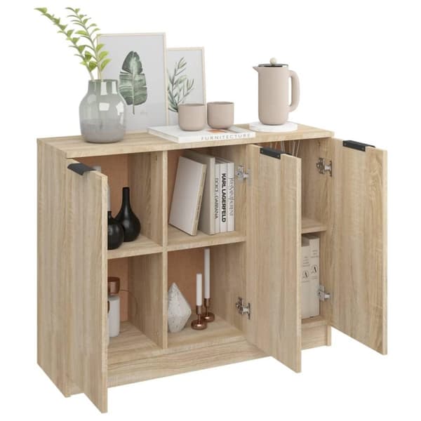 vidaXL skænk 90,5x30x70 cm konstrueret træ sonoma-eg