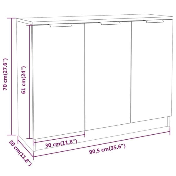 vidaXL skænk 90,5x30x70 cm konstrueret træ sonoma-eg