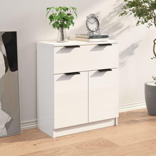 vidaXL skænk 60x30x70 cm konstrueret træ hvid højglans