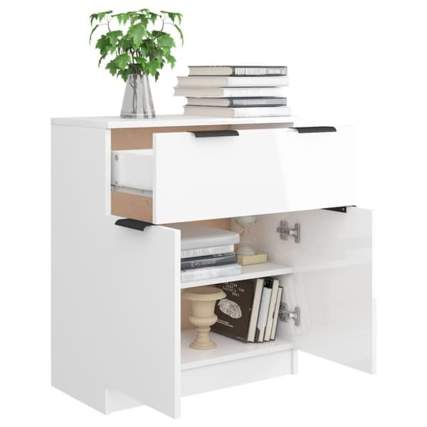 vidaXL skænk 60x30x70 cm konstrueret træ hvid højglans