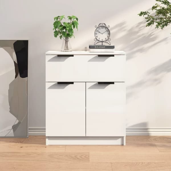 vidaXL skænk 60x30x70 cm konstrueret træ hvid højglans