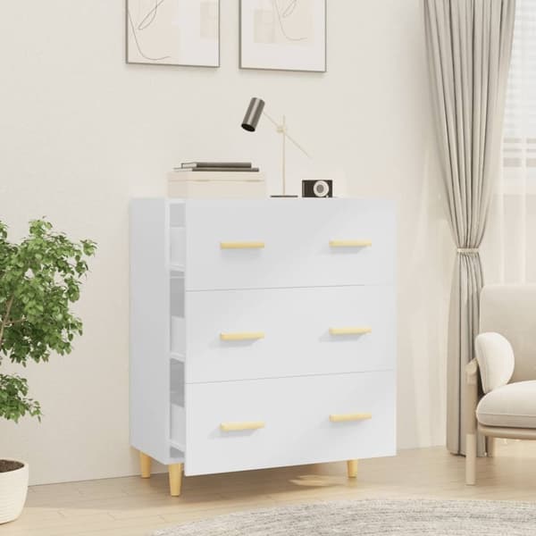 vidaXL Senkki korkeakiilto valkoinen 70x34x90 cm tekninen puu