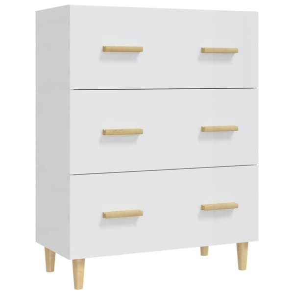 vidaXL Senkki korkeakiilto valkoinen 70x34x90 cm tekninen puu