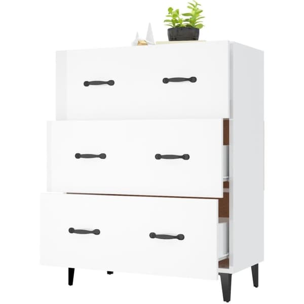 vidaXL skænk 69,5x34x90 cm konstrueret træ hvid højglans