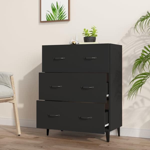 vidaXL skænk 69,5x34x90 cm konstrueret træ sort