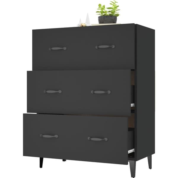 vidaXL skænk 69,5x34x90 cm konstrueret træ sort